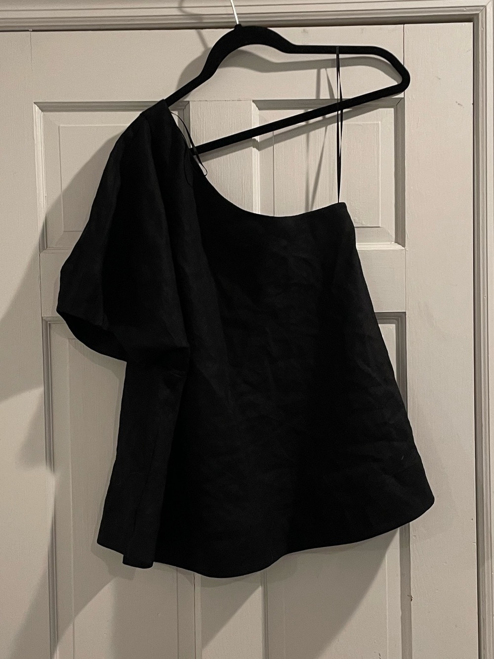 Banana Republic One-Shoulder Top Black Short Sleeve Blouse Like New